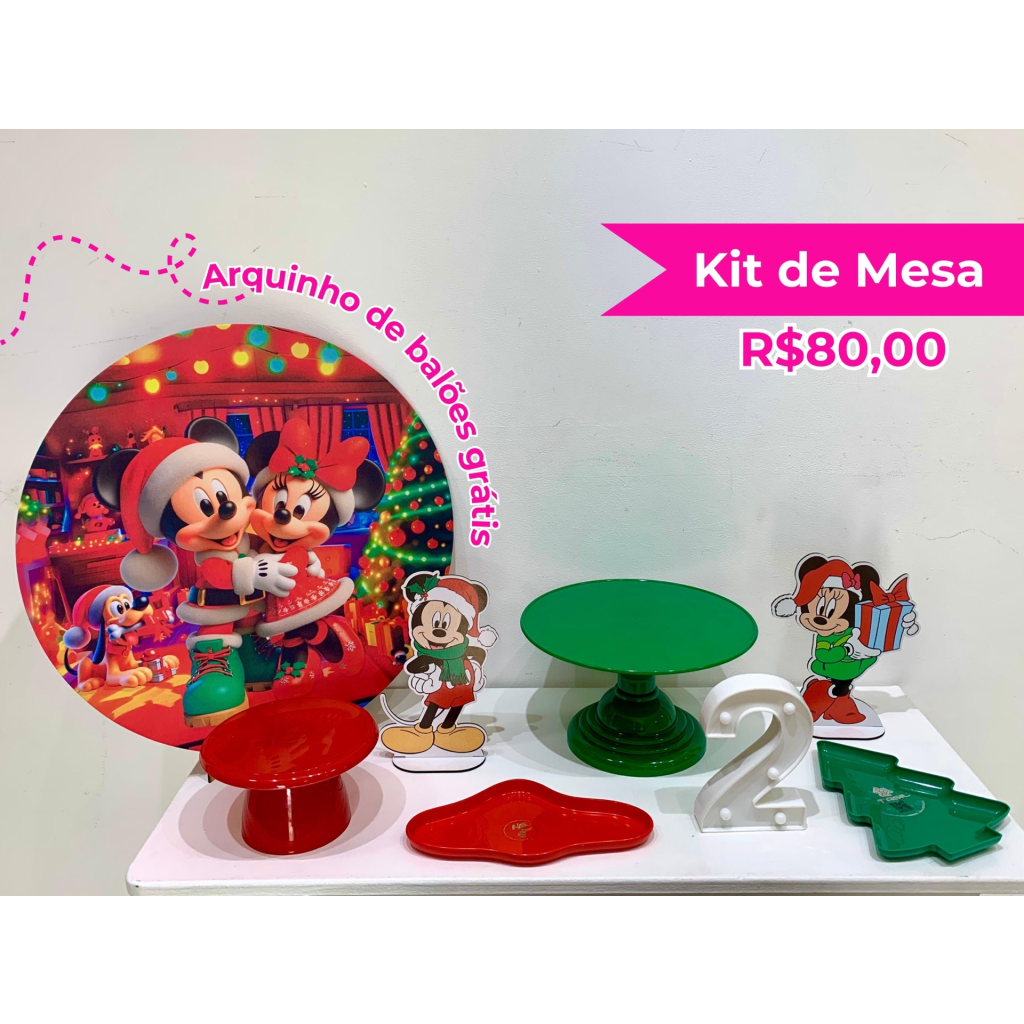 Kit de Mesa Natal Do Mickey - Creare Decorações 