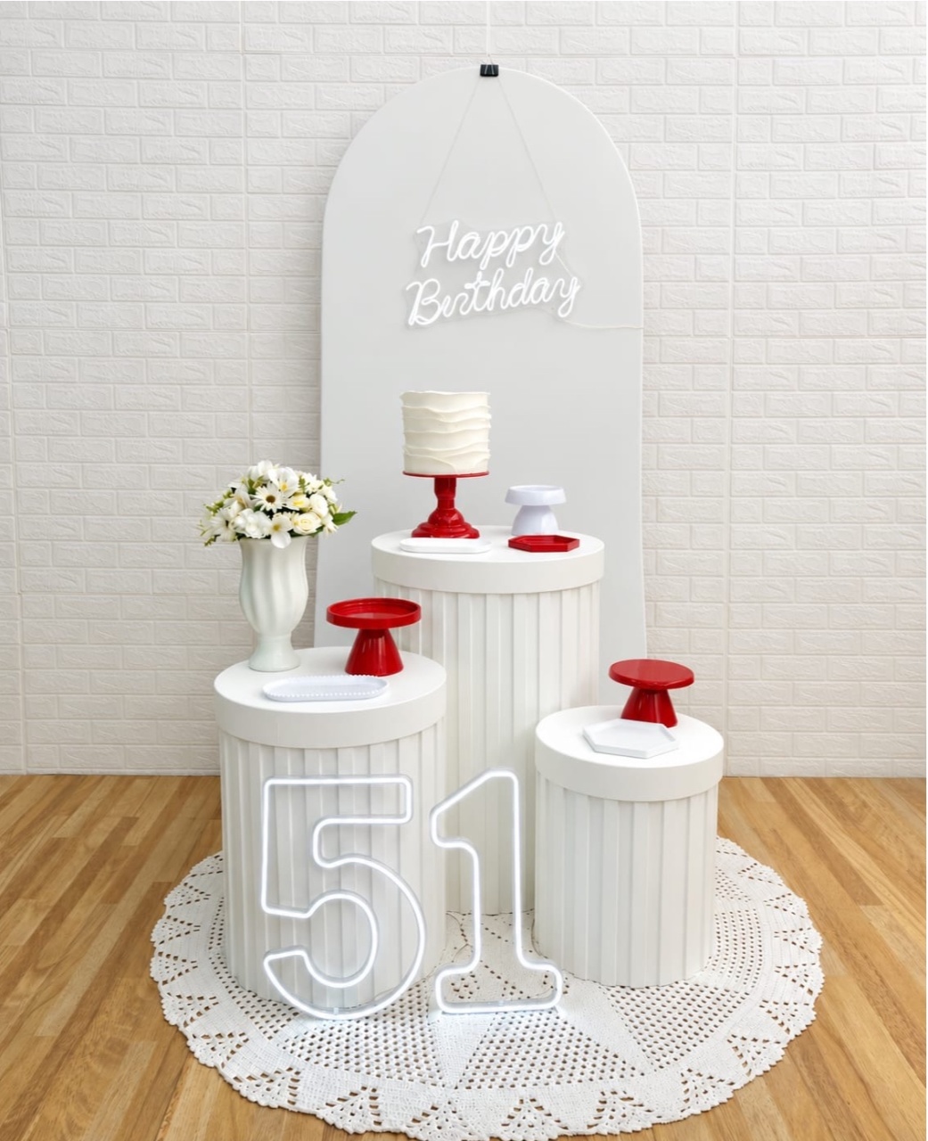 Branco E Vermelho Com Ripado - Composição - Creare Decorações 