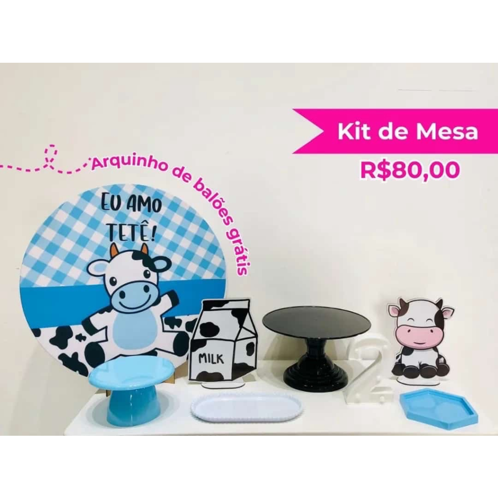 Kit de Mesa Vaquinha Azul - Creare Decorações 