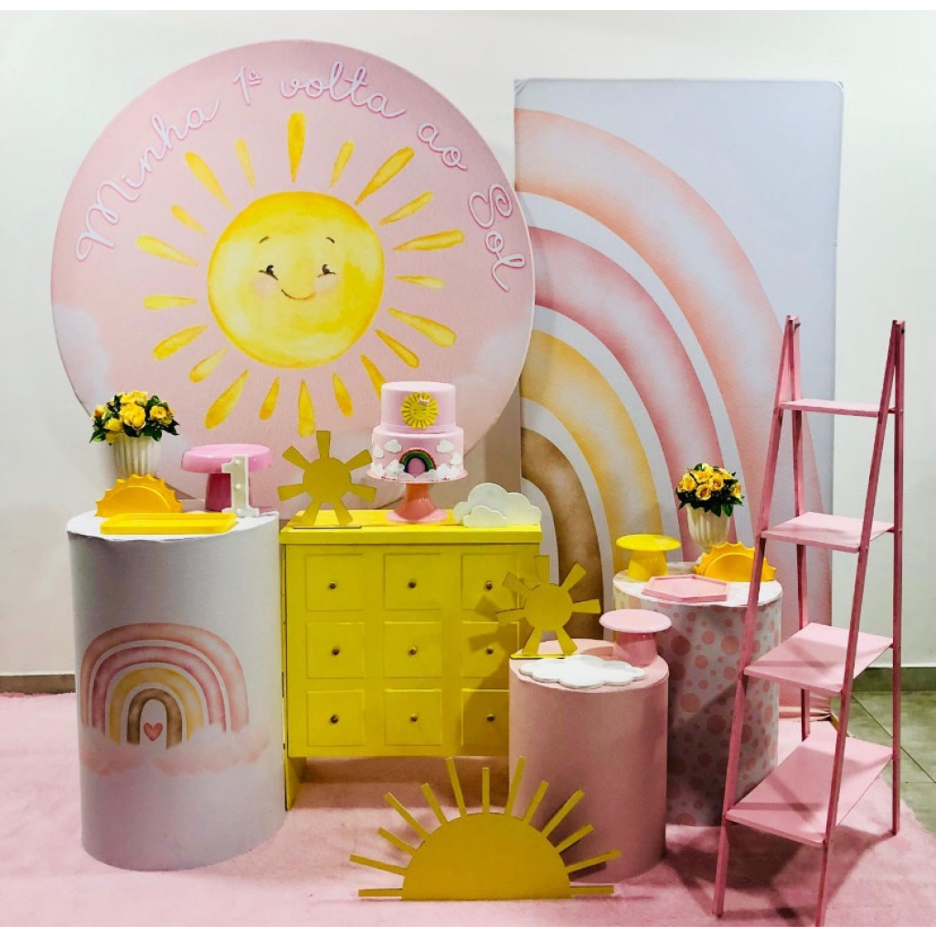 Minha 1º Volta Ao Sol Rosa Kit 3 - Creare Decorações 
