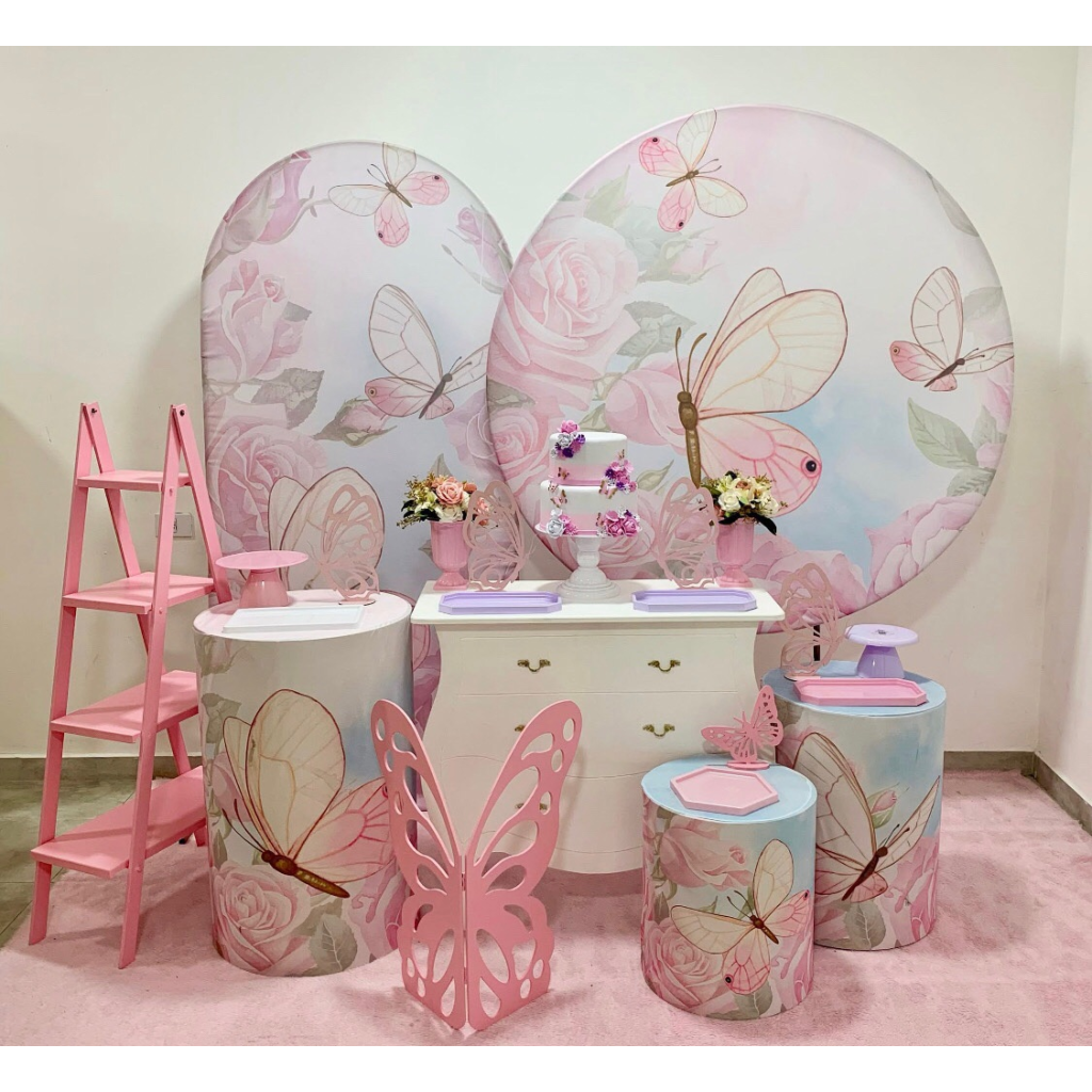 Jardim das Borboletas Rosa - Kit 3 - Creare Decorações 