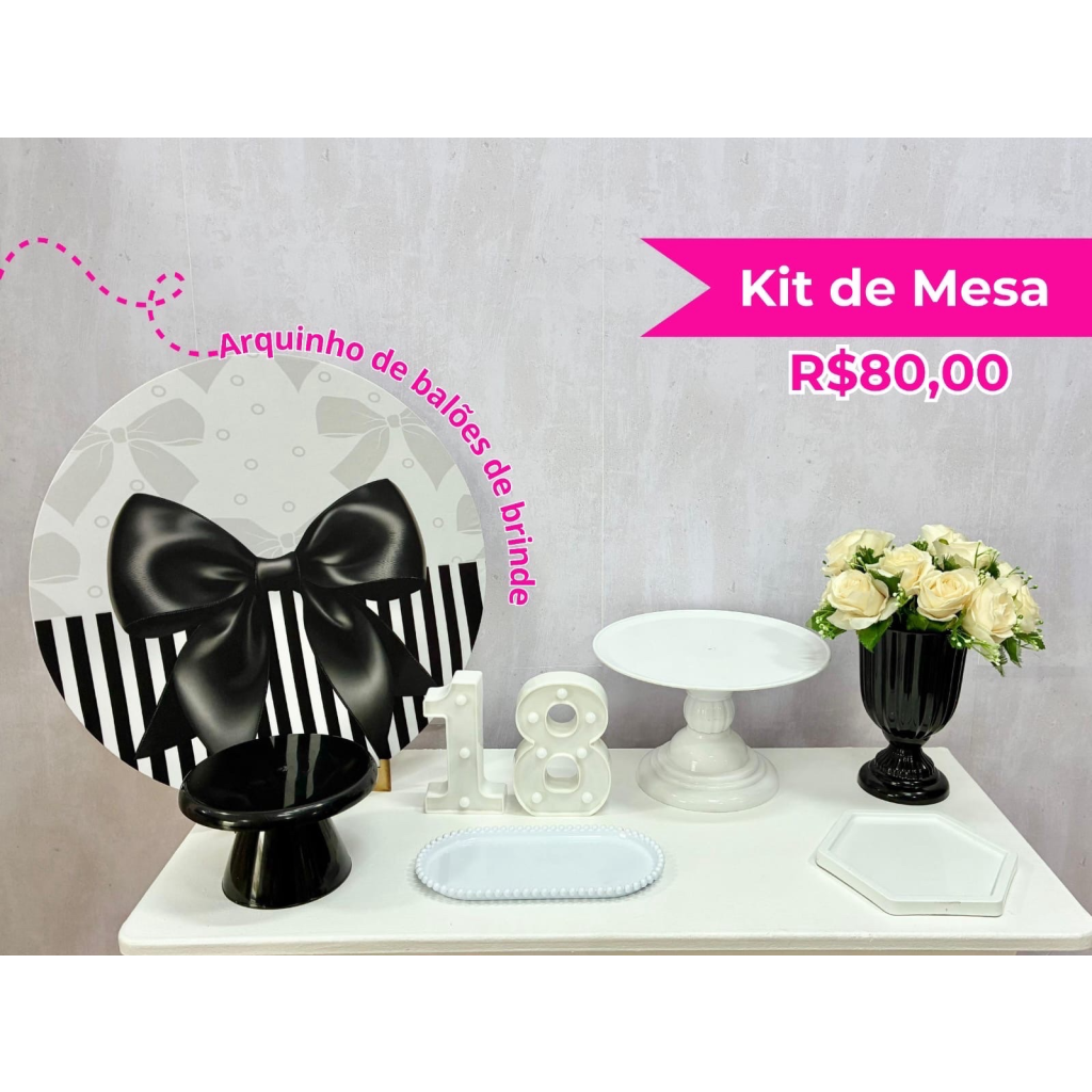 Kit de Mesa Laço Preto - Creare Decorações 