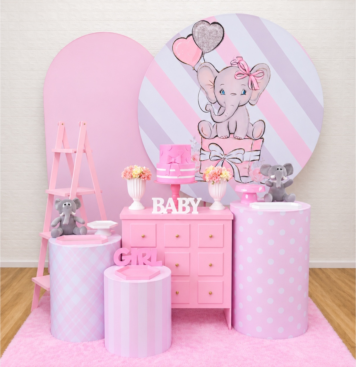 Elefantinha Rosa - Kit 3 - Creare Decorações 