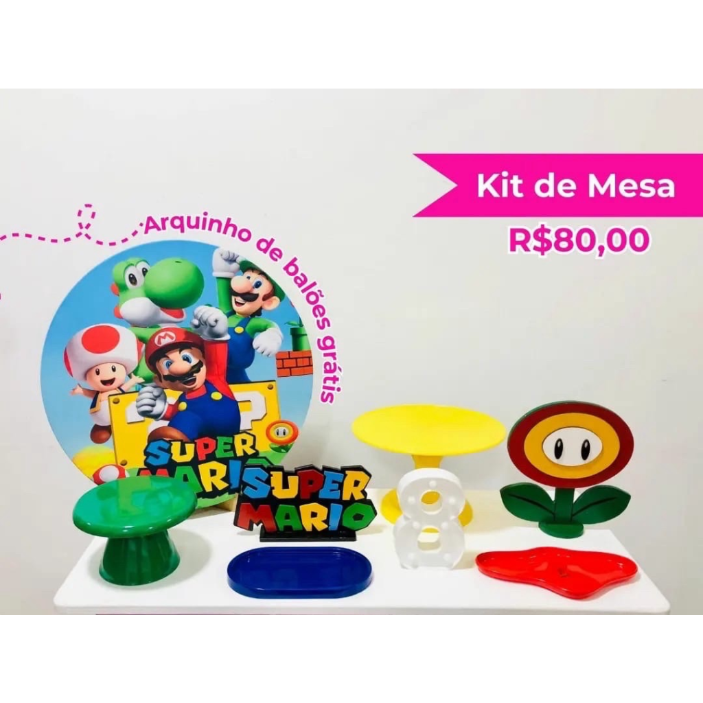 Kit de Mesa Super Mario - Creare Decorações 