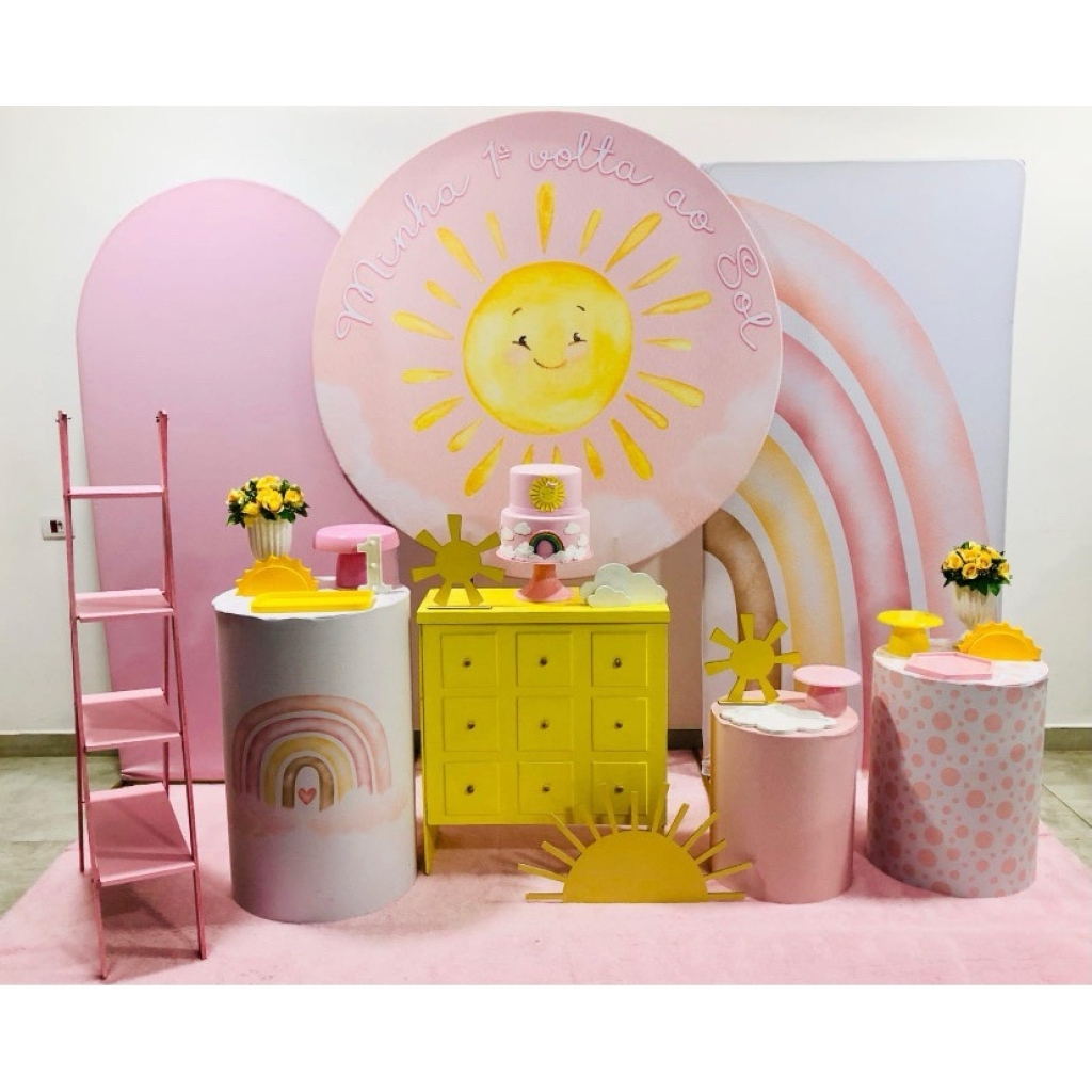 Minha 1º Volta Ao Sol Rosa Kit 4 - Creare Decorações 