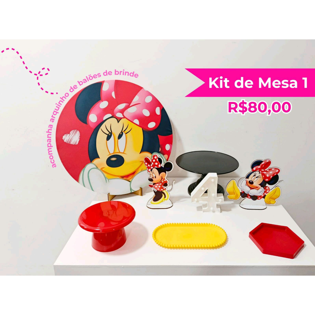 Kit de Mesa Minnie Vermelha - Creare Decorações 