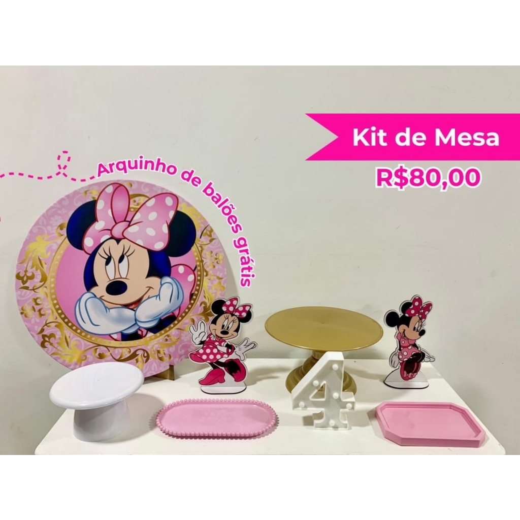 Kit de Mesa Minnie Rosa - Creare Decorações 