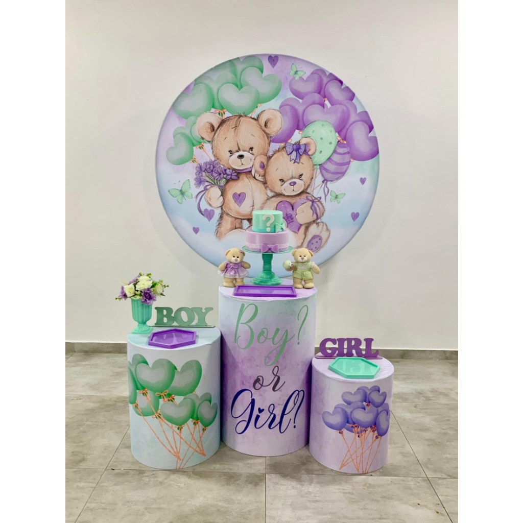 Chá Revelação Lilás E Verde Kit 1 - Creare Decorações 