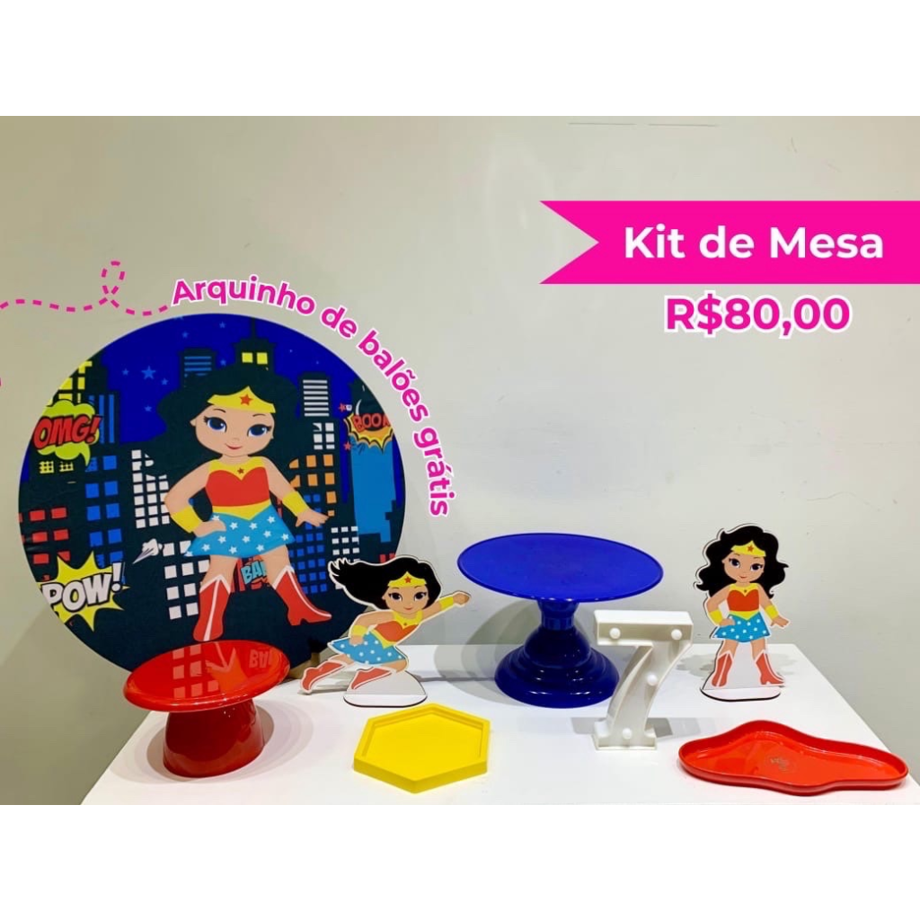 Kit de Mesa Mulher Maravilha Baby - Creare Decorações 