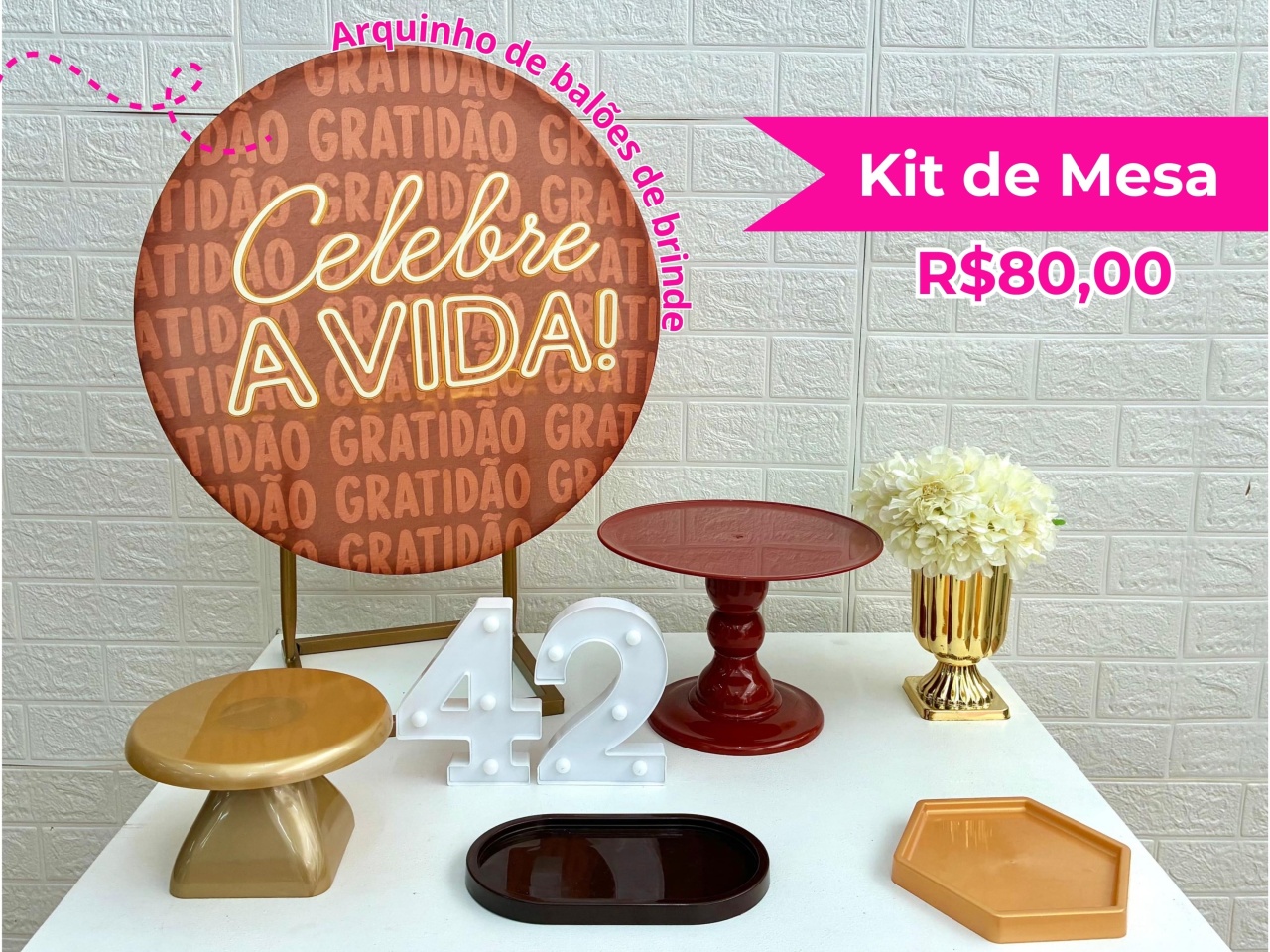 Kit de Mesa Celebre A Vida - Creare Decorações 