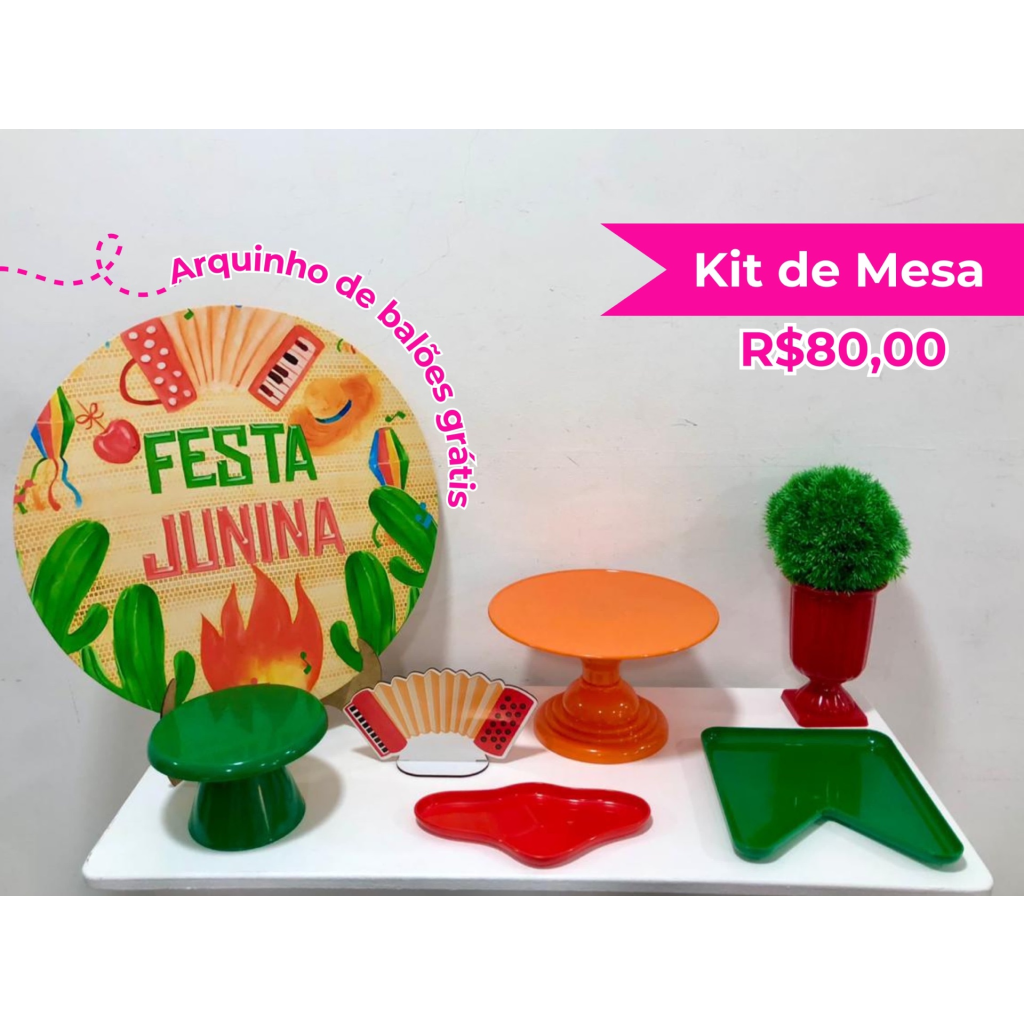 Kit de Mesa Festa Junina Sanfona - Creare Decorações 