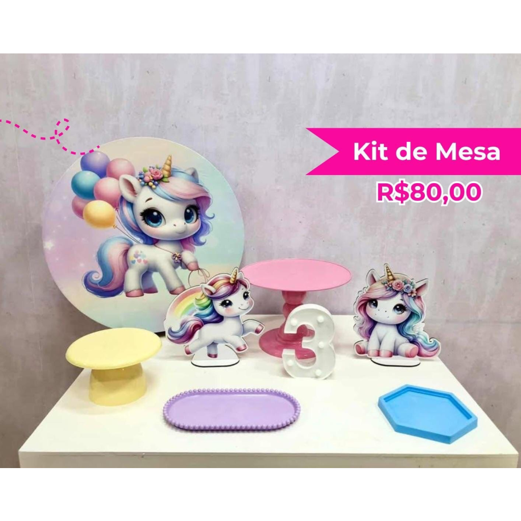 Kit de Mesa Unicórnio - Creare Decorações 