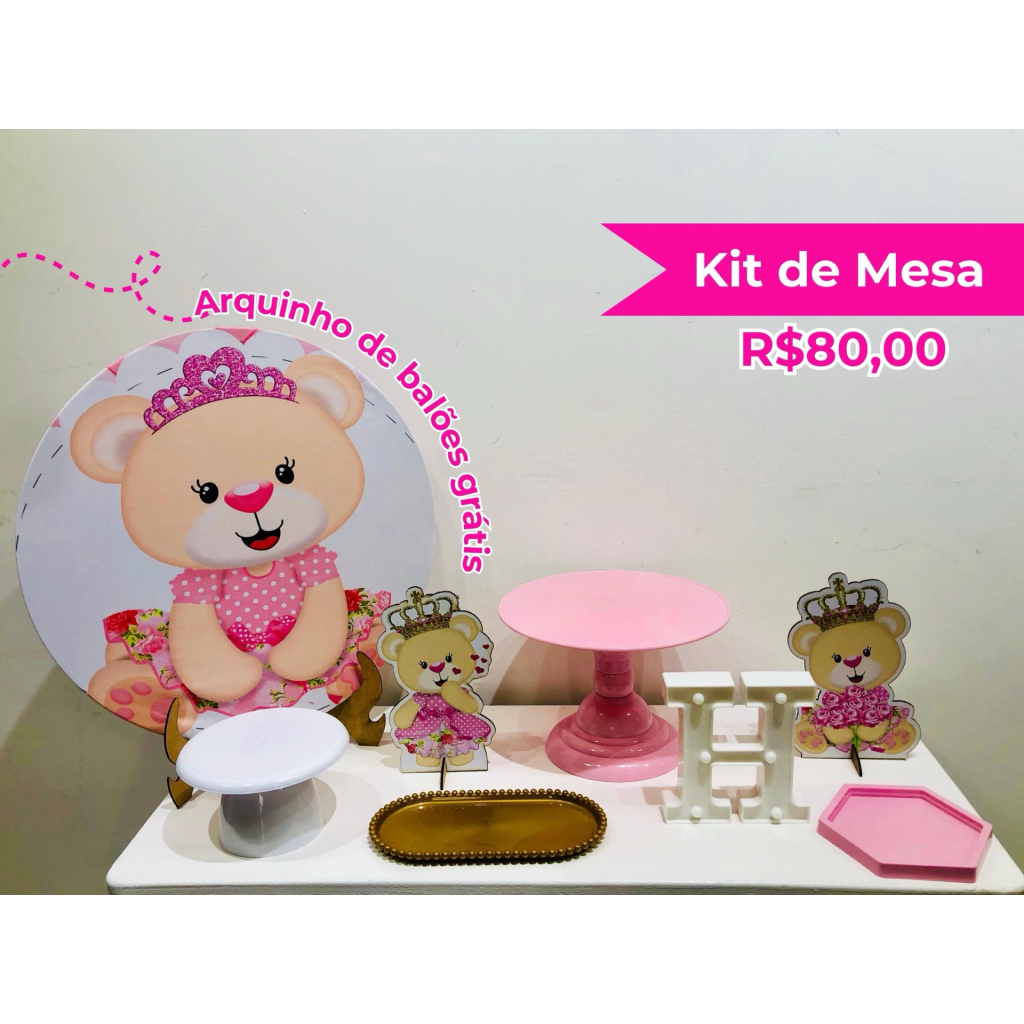Kit de Mesa Ursinha Princesa - Creare Decorações 