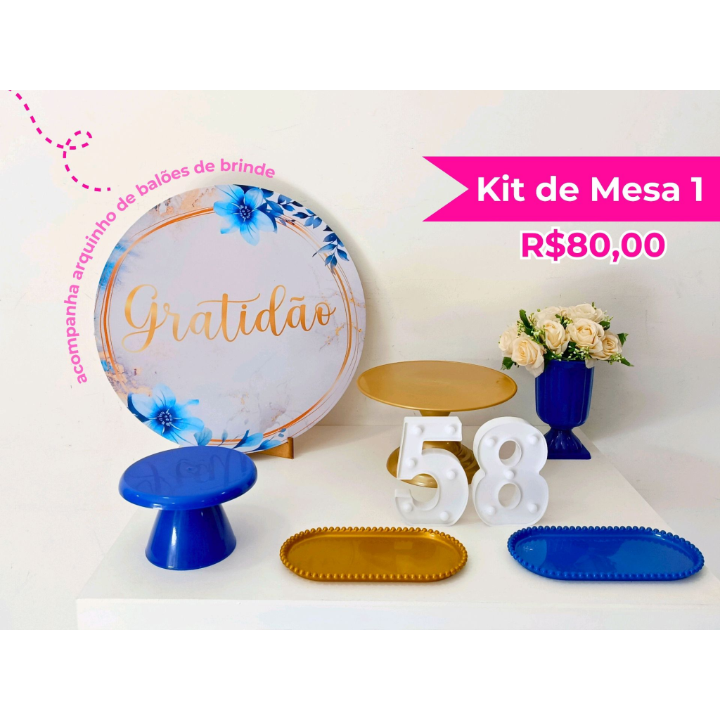 Kit de Mesa Gratidão Azul - Creare Decorações 