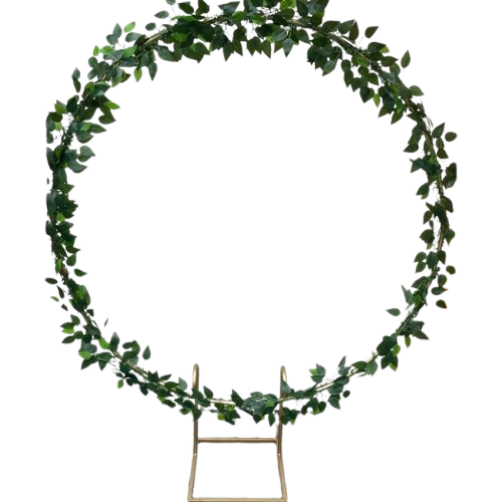 Suporte Painel Redondo Dourado Folhagem - Creare Decorações 