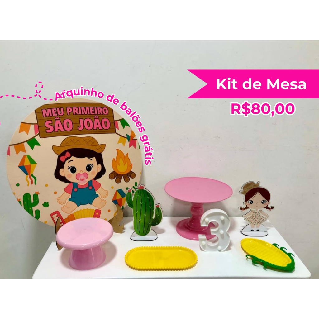Kit de Mesa Meu Primeiro São João Menina - Creare Decorações 