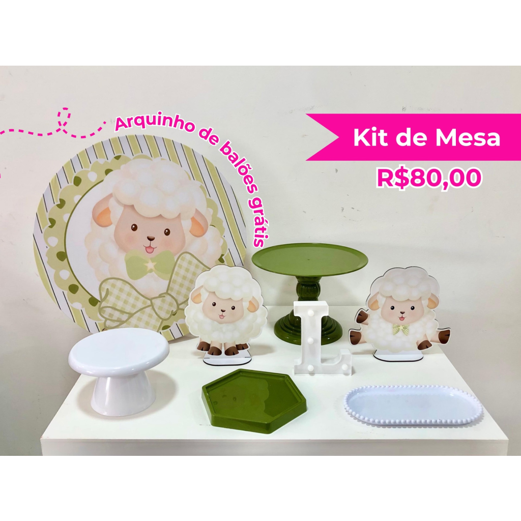 Kit de Mesa Ovelhinha Verde - Creare Decorações 