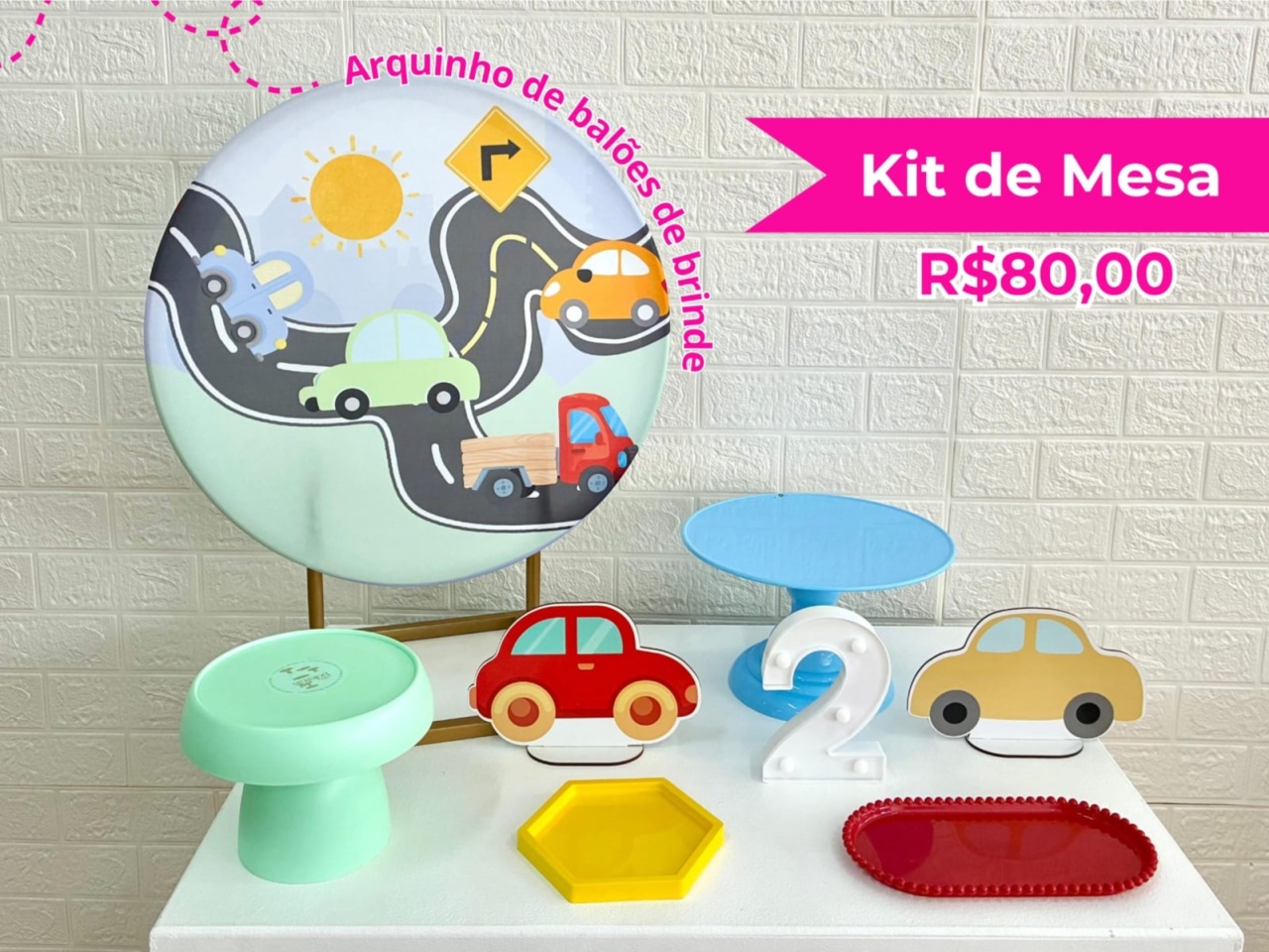 Kit de Mesa Carrinhos - Creare Decorações 