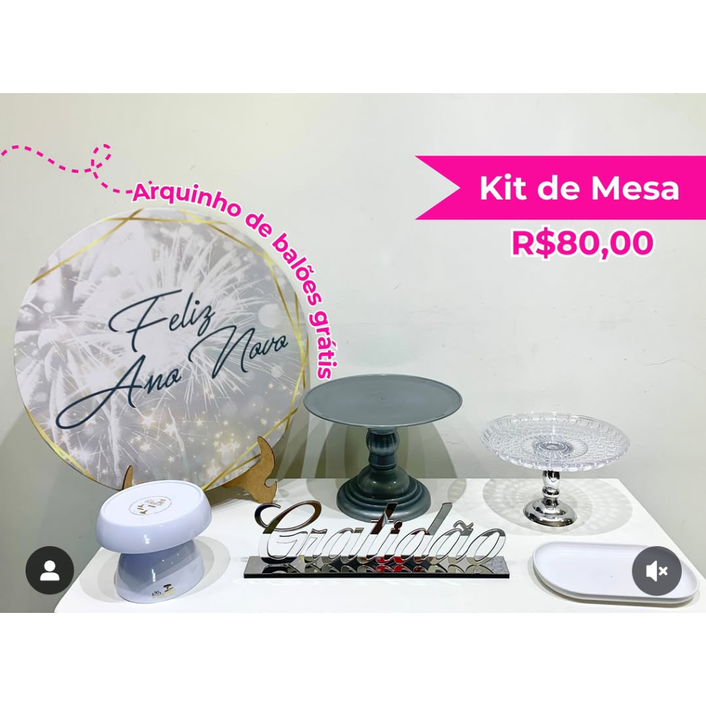 Kit de Mesa Ano Novo Prata - Creare Decorações 