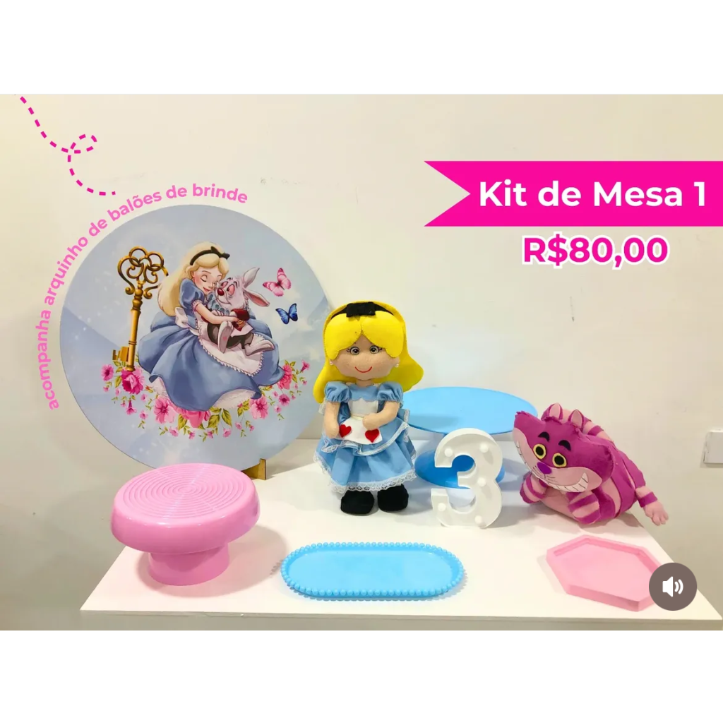 Kit de Mesa Alice No País das Maravilhas - Creare Decorações 