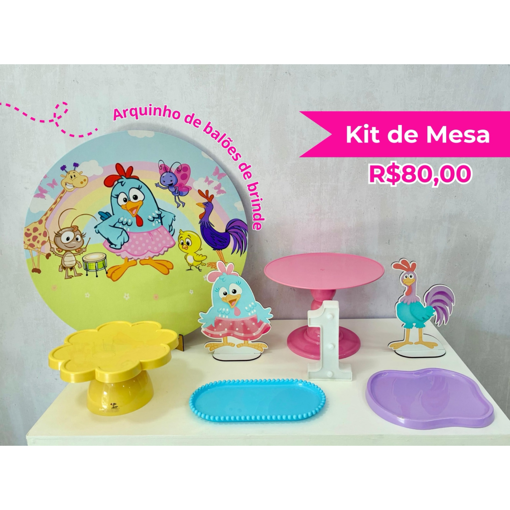 Kit de Mesa Galinha Pintadinha Menina - Creare Decorações 
