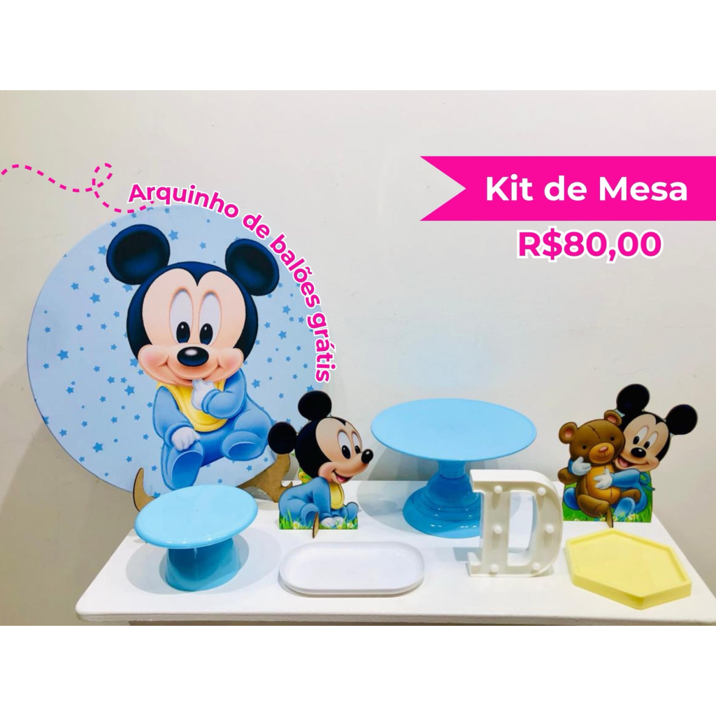 Kit de Mesa Mickey Baby - Creare Decorações 