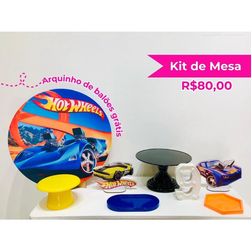 Kit de Mesa Hotwheels - Creare Decorações 