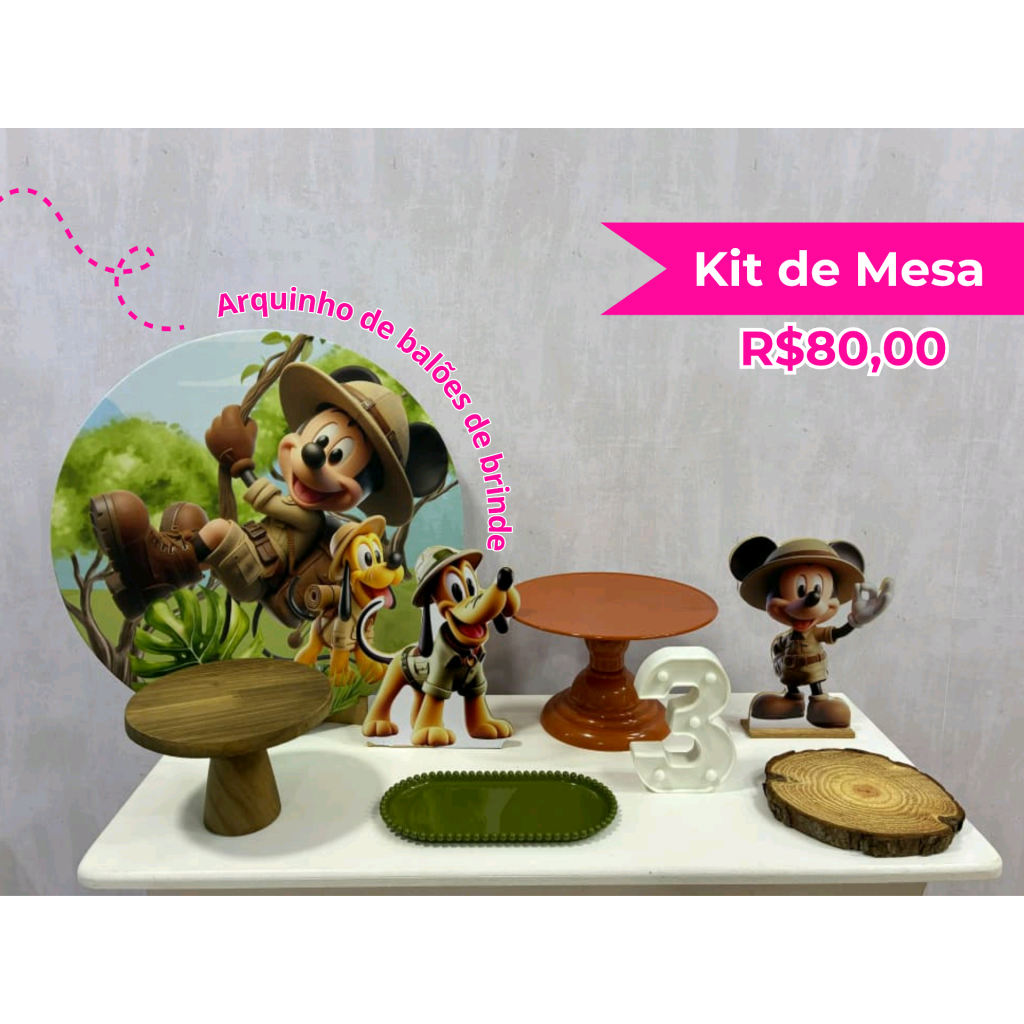 Kit de Mesa Mickey Safari - Creare Decorações 