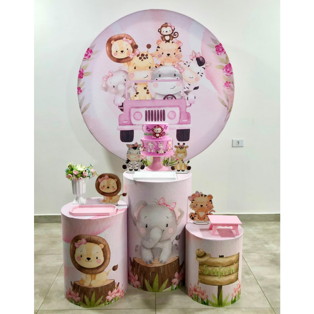 Safari Rosa Kit 1 - Creare Decorações 