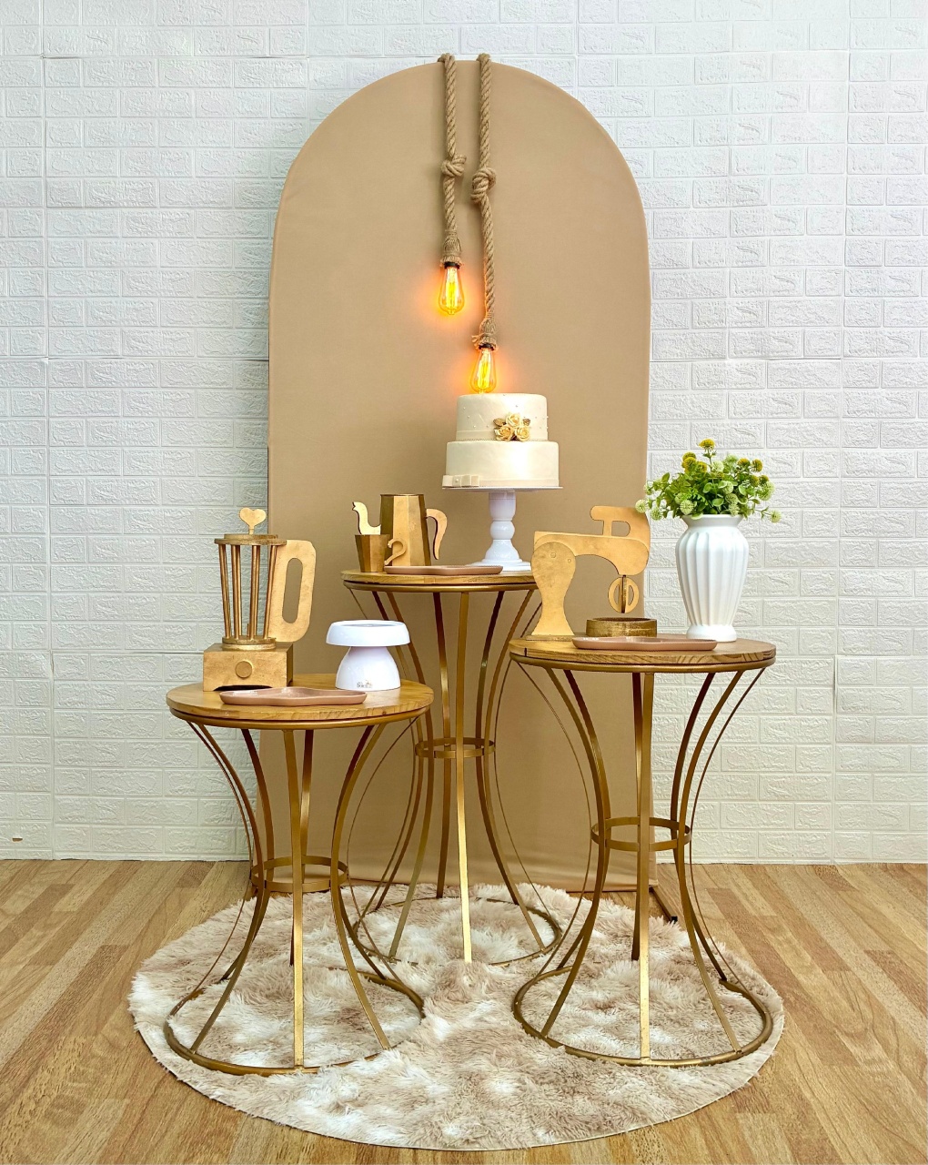 Chá de Casa Nova Clean Bege Pendente - Composição  - Creare Decorações 
