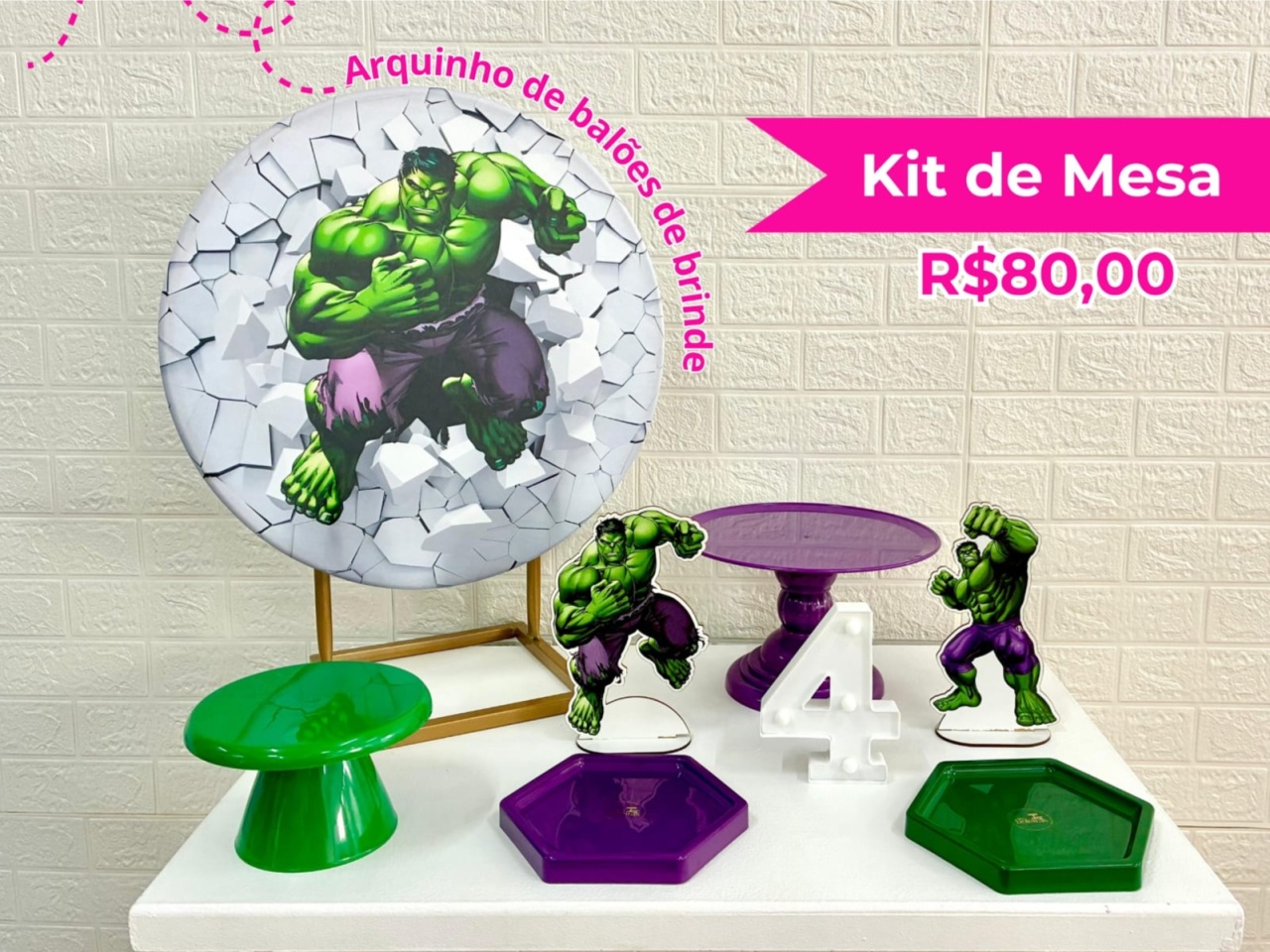 Kit de Mesa Hulk - Creare Decorações 