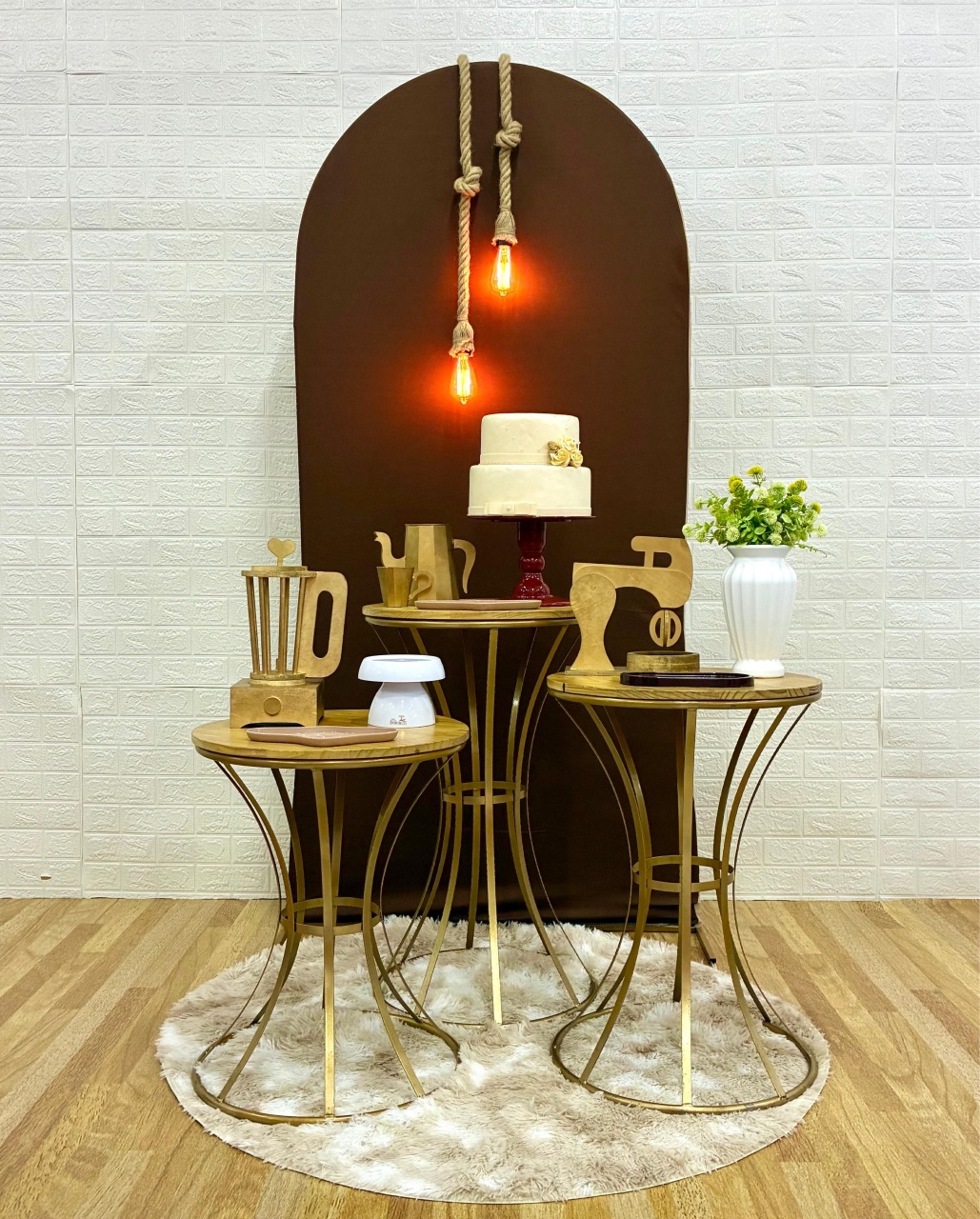 Chá de Casa Nova Clean Marrom Pendente - Composição  - Creare Decorações 