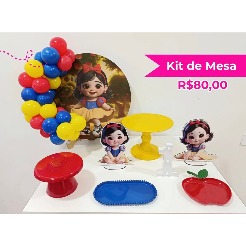 Kit de Mesa Branca de Neve Ia - Creare Decorações 