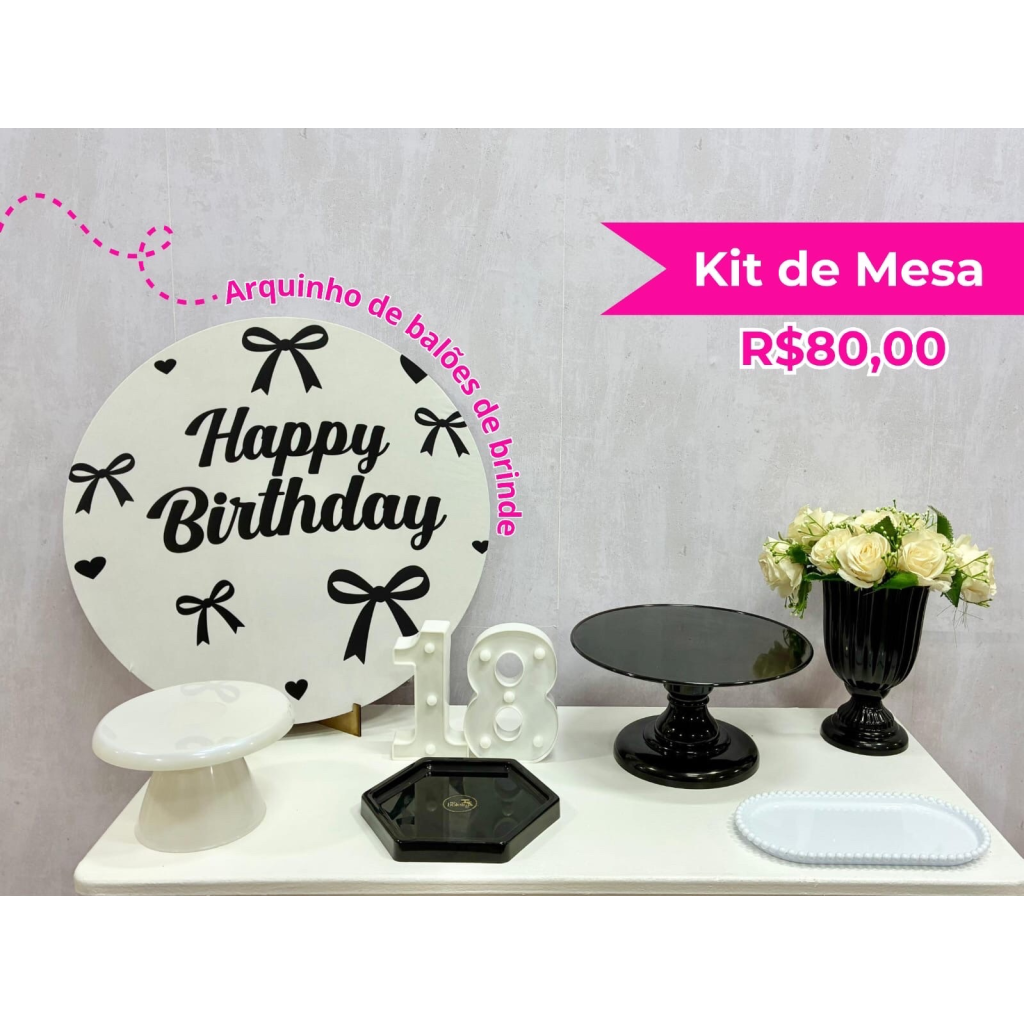 Kit de Mesa Happy Birthday Laços - Creare Decorações 