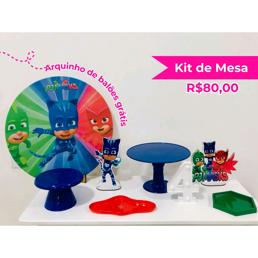 Kit de Mesa Pj Masks - Creare Decorações 
