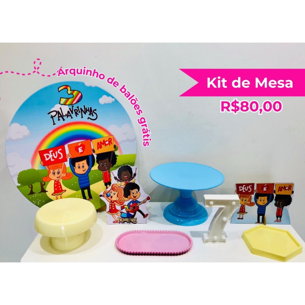 Kit de Mesa 3 Palavrinhas Menina - Creare Decorações 