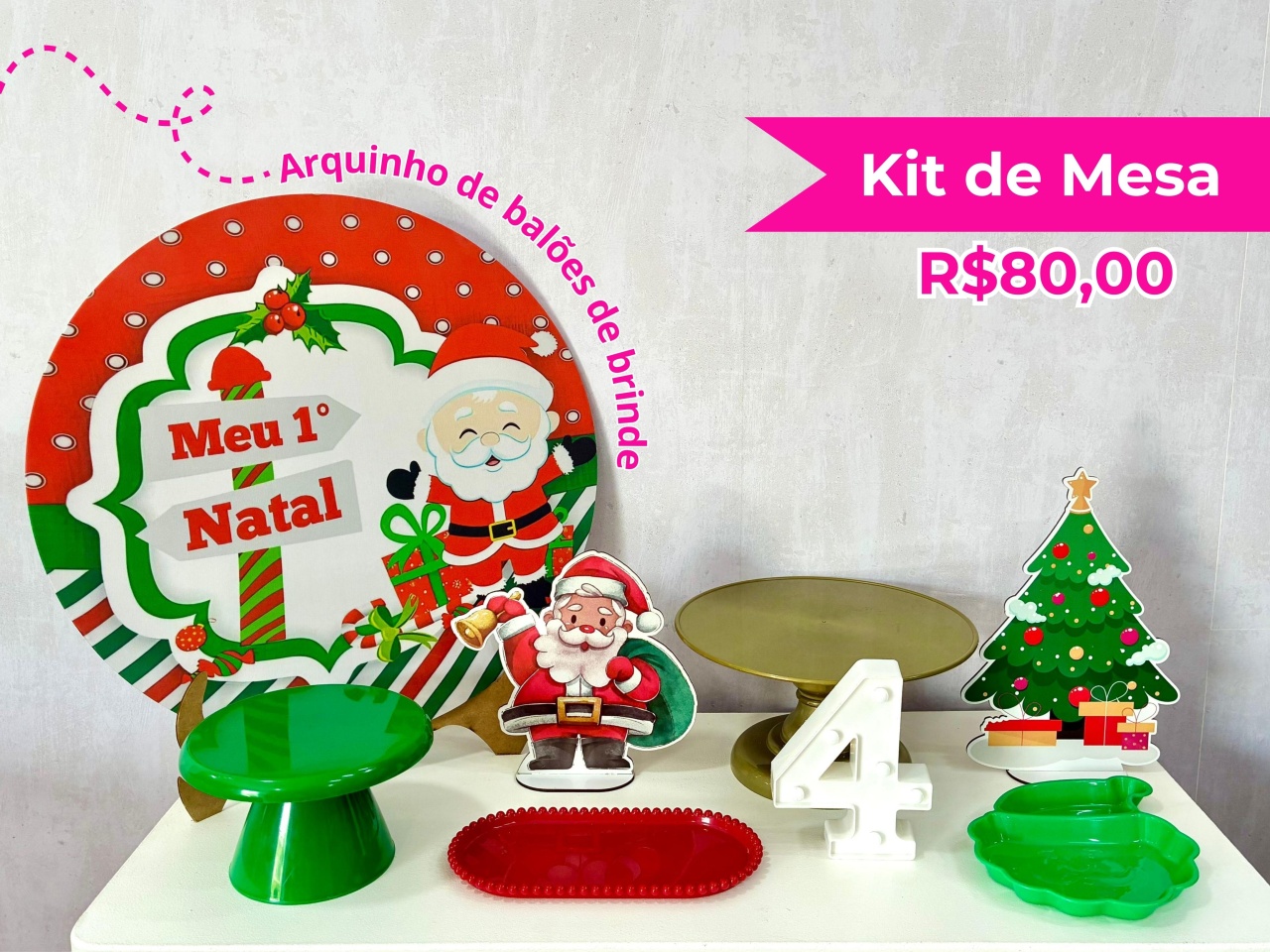 Kit de Mesa Meu Primeiro Natal Papai Noel  - Creare Decorações 