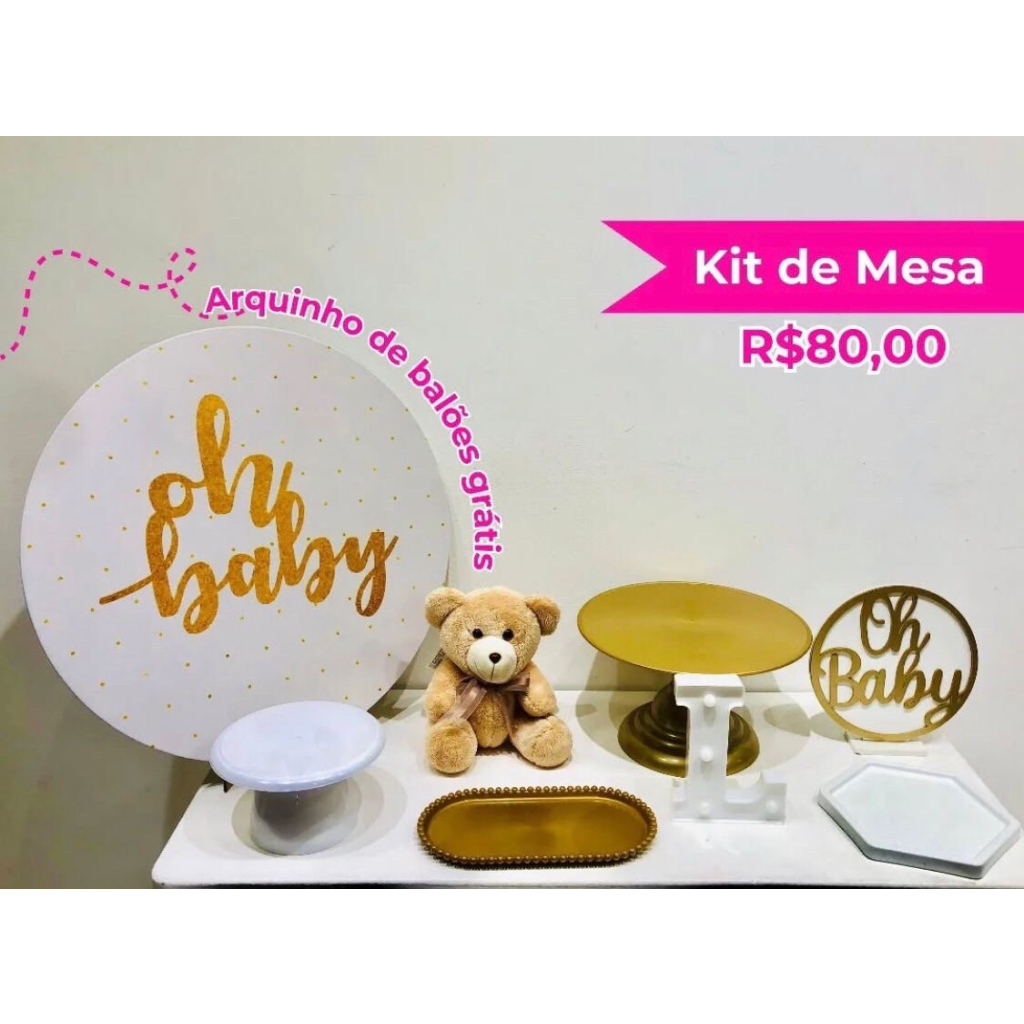 Kit de Mesa Oh Baby Dourado - Creare Decorações 