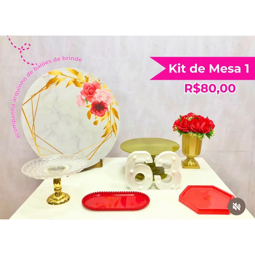 Kit de Mesa Floral Vermelho - Creare Decorações 