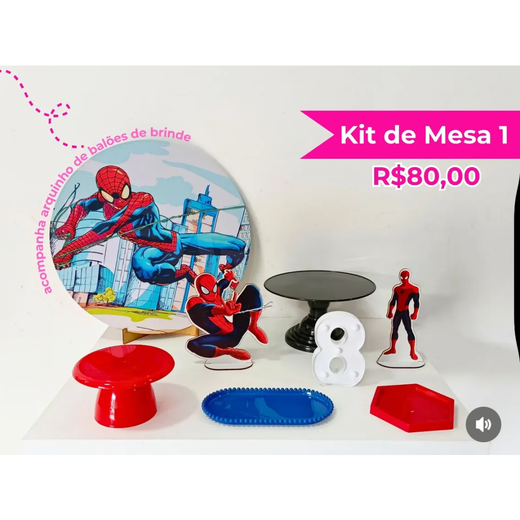 Kit de Mesa Homem Aranha - Creare Decorações 