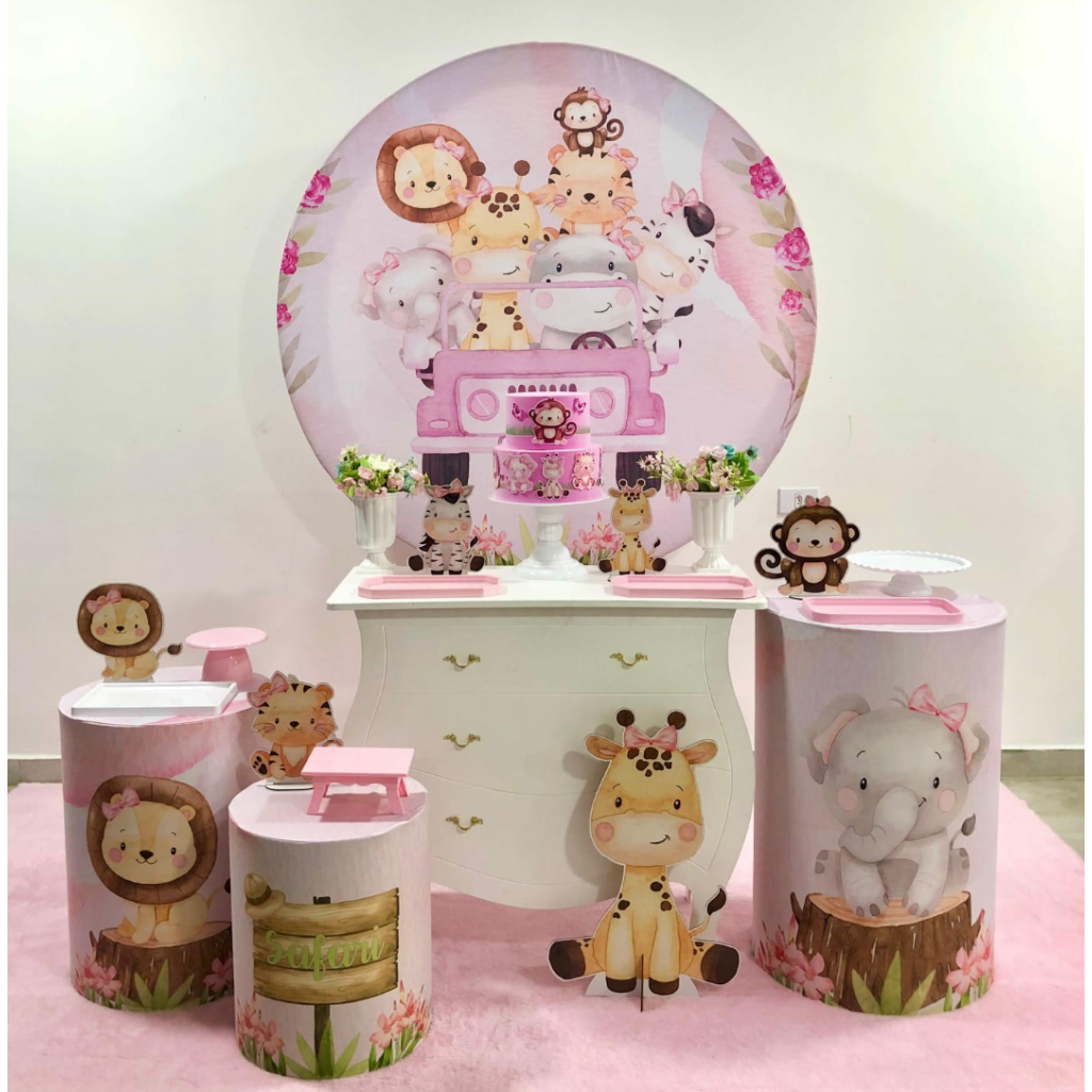 Safari Rosa  - Kit 2 - Creare Decorações 