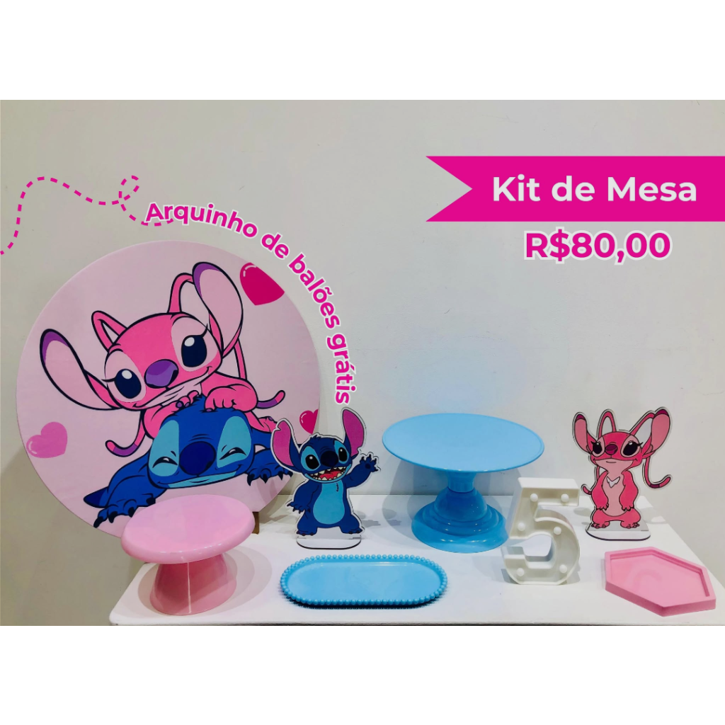 Kit de Mesa Stitch E Angel - Creare Decorações 
