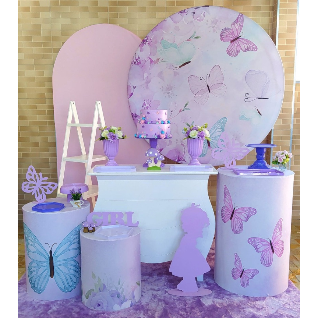 Jardim das Borboletas Lilás Kit 3 - Creare Decorações 