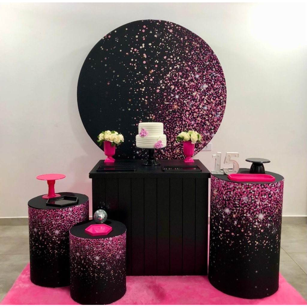 Preto E Pink Glitter - Kit 2 - Creare Decorações 