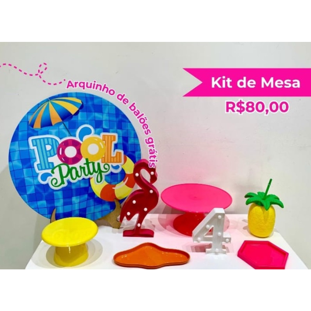 Kit de Mesa Pool Party Menina - Creare Decorações 