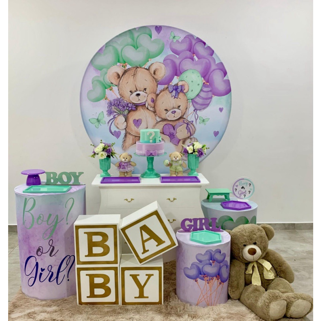 Chá Revelação Lilás E Verde Kit 2 - Creare Decorações 