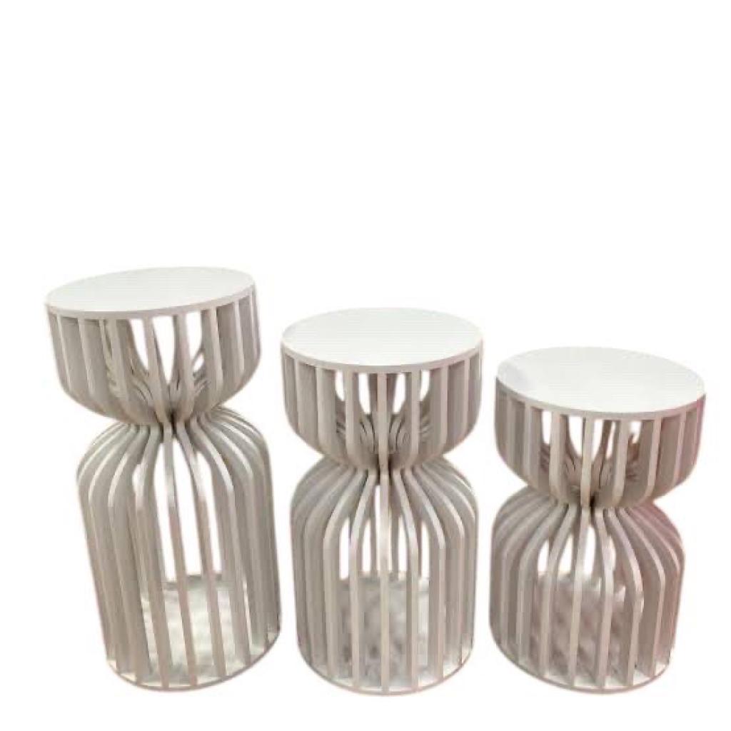 Trio de Mesa Ampulheta Branca - Creare Decorações 