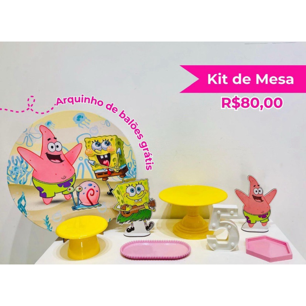 Kit de Mesa Bob Esponja Menina - Creare Decorações 