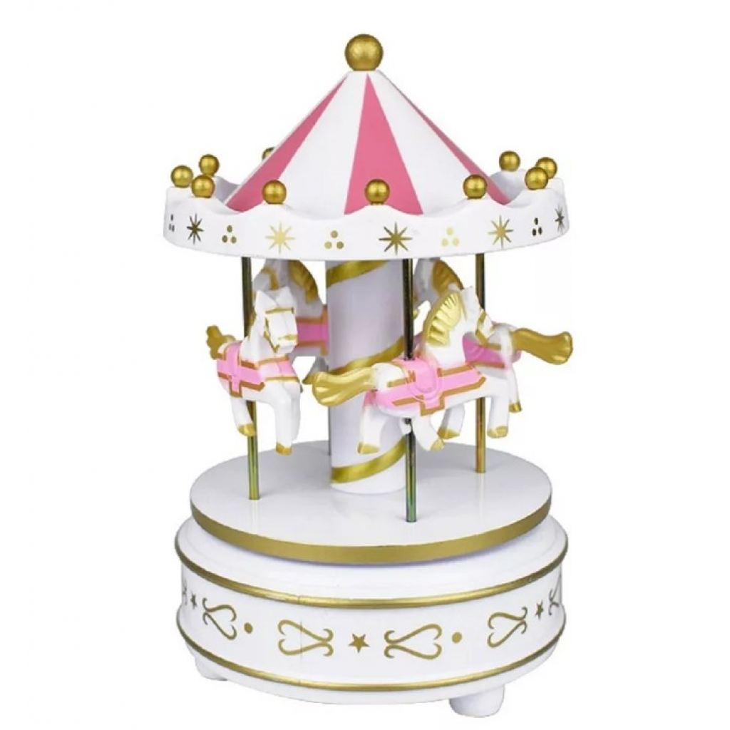 Carrossel de Mesa Branco E Rosa - Creare Decorações 
