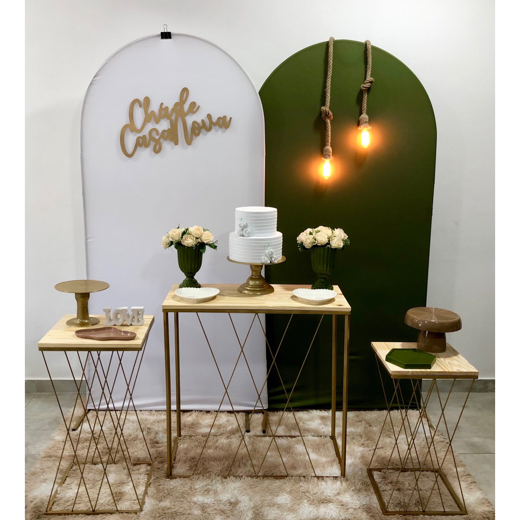 Chá de Casa Nova Branco E Oliva - Composição  - Creare Decorações 